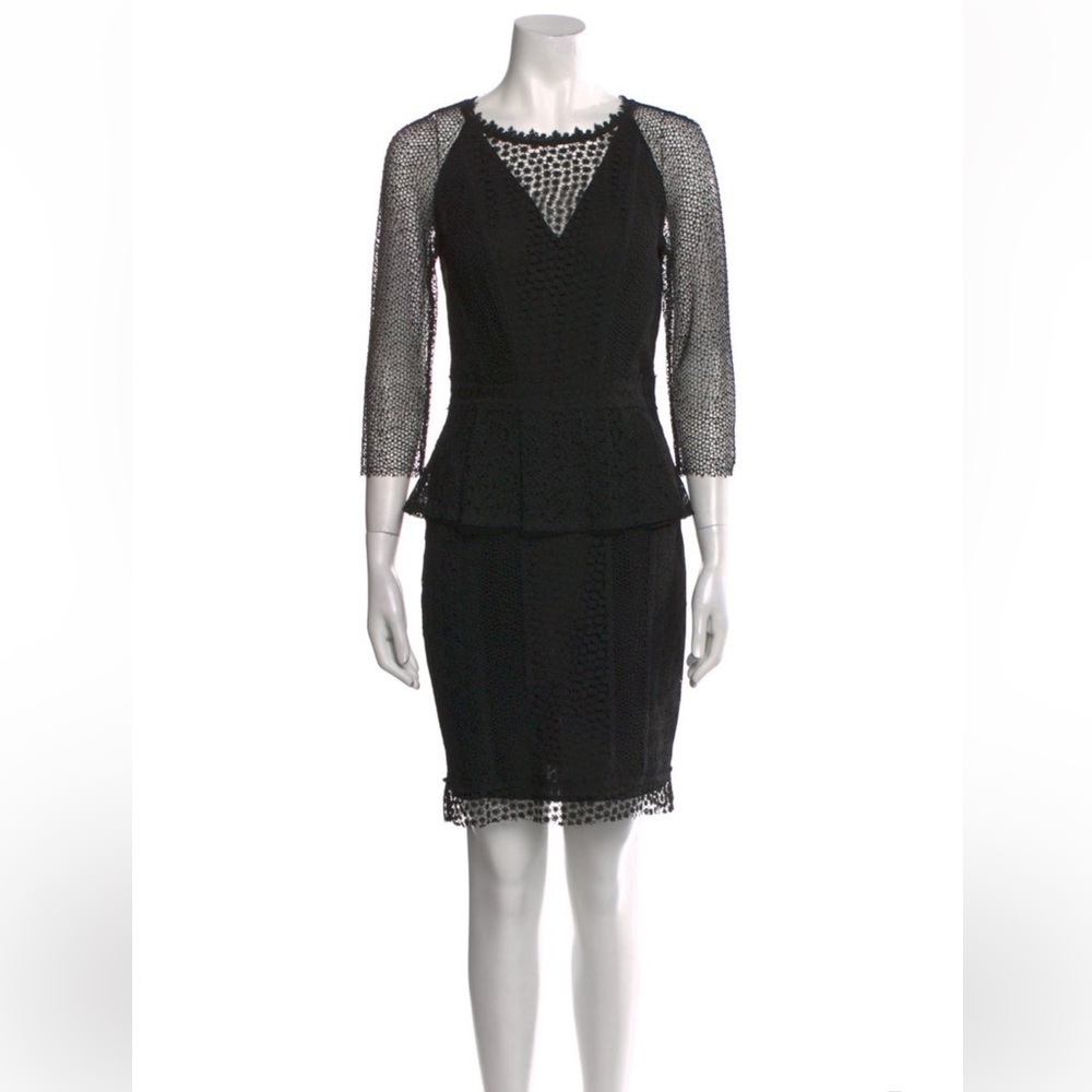 Marchesa Voyage sheath black lace cutout dress size 2 romantic regency old money